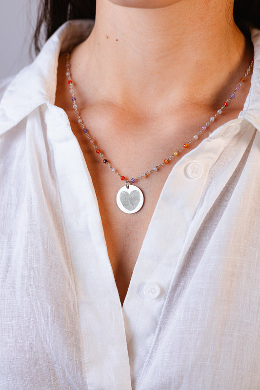 Collana in Argento 925 con 2 impronte digitali