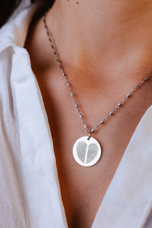 Collana in Argento 925 con 2 impronte digitali