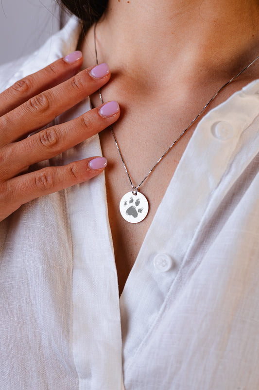 Collana in Argento 925 con impronta zampa